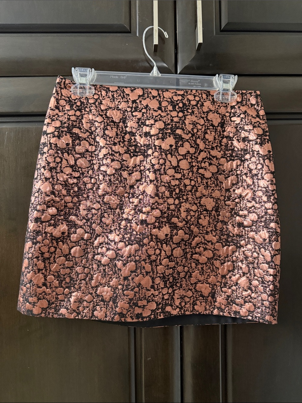 Metallic Rose Gold Floral Jacquard Mini Skirt